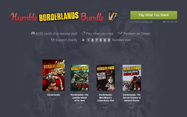 ［Humble Bundle］“Borderlands”シリーズのバンドル「Humble Borderlands Bundle」にDLC5つが追加