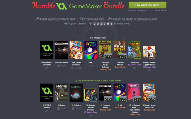 ［Humble Bundle］ゲーム開発ツール“GameMaker: Studio Pro”と各モジュール、ソースコードなどを同梱したバンドル「The Humble GameMaker Bundle」が配信開始